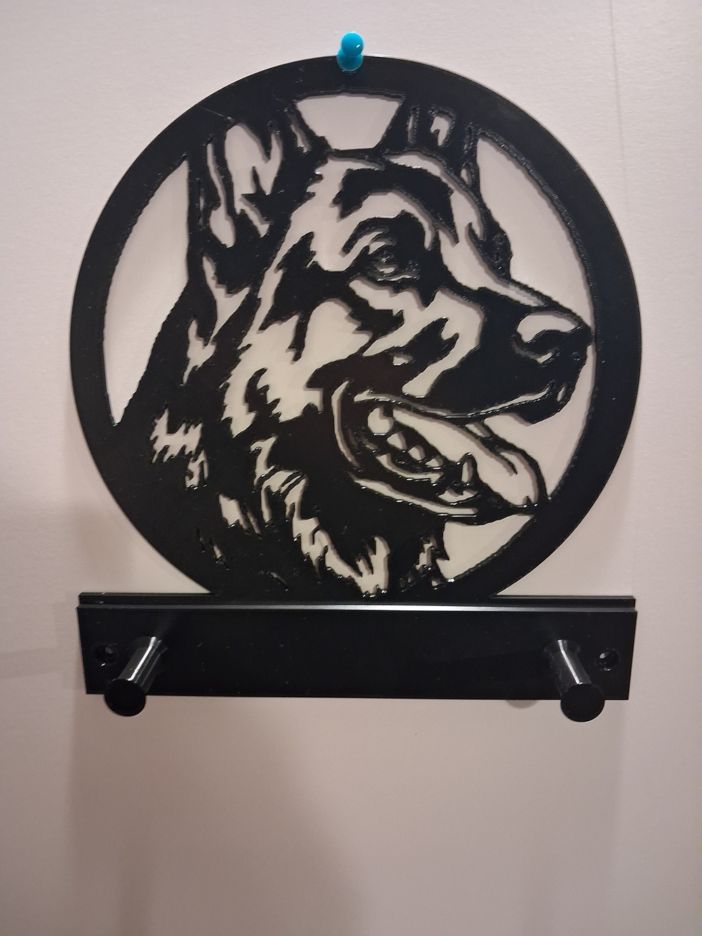 Black German Shepherd Silhouette Wall Hook Rack